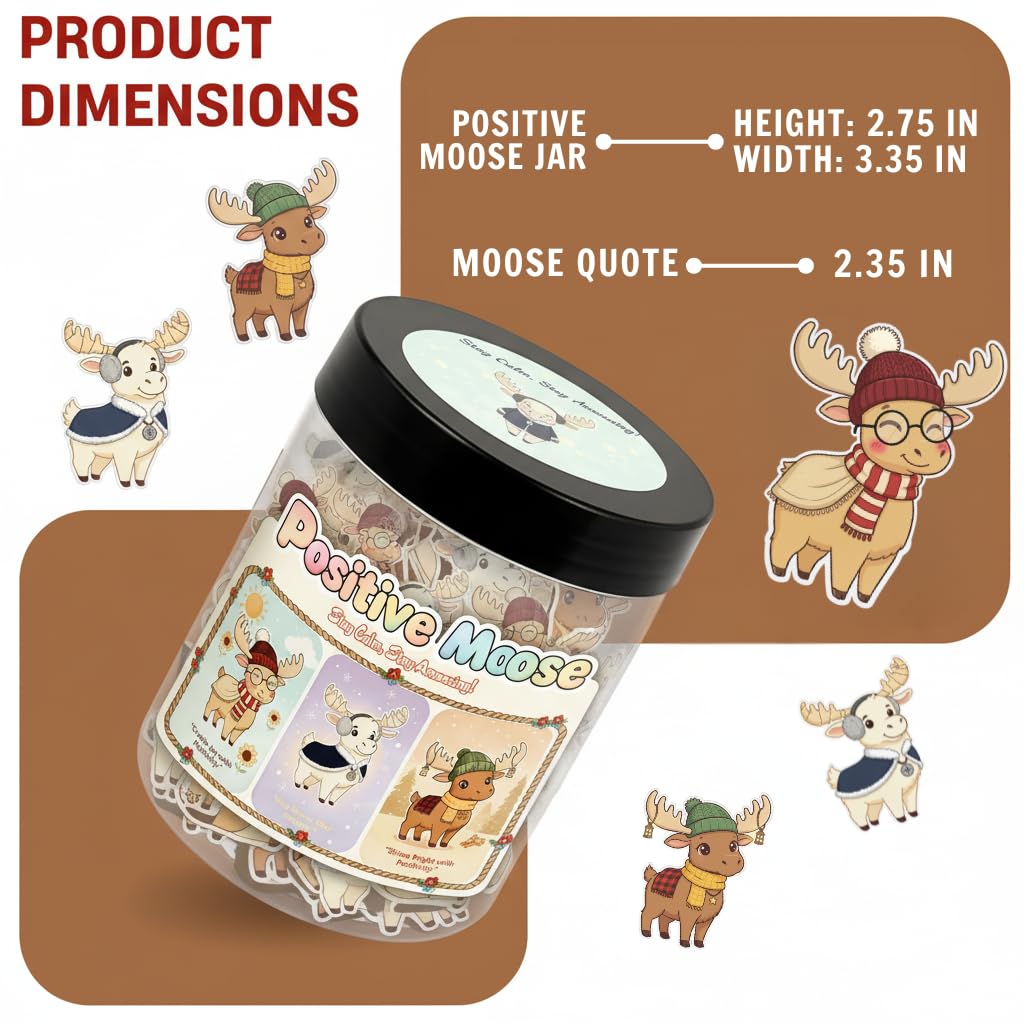 DEARMINE Positive Christmas Moose Jar — 60 Daily Affirmation Cards | Cozy Gift for Coworkers, Teachers & Friends