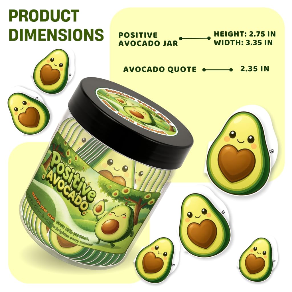 DEARMINE Positive Avocado Jar – 60 Affirmation Cards for Daily Encouragement & Office Joy