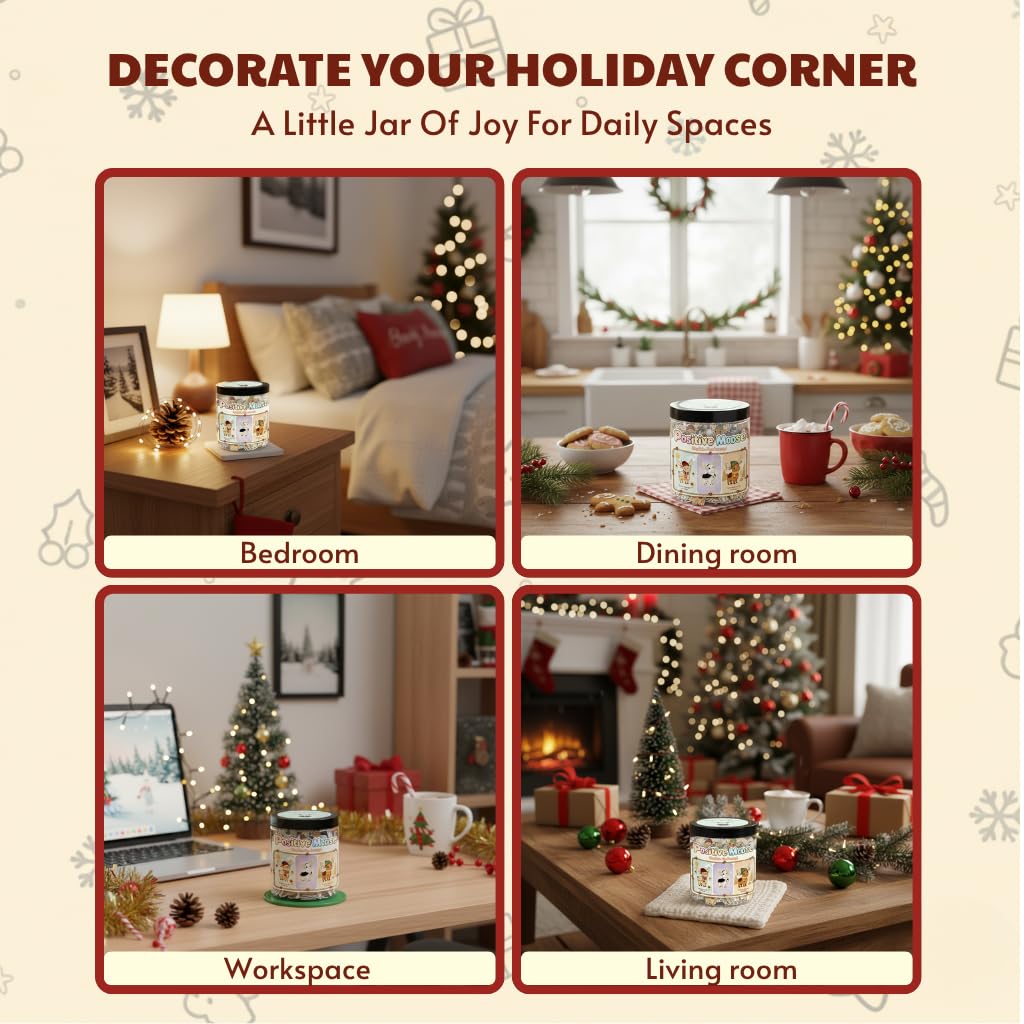 DEARMINE Positive Christmas Moose Jar — 60 Daily Affirmation Cards | Cozy Gift for Coworkers, Teachers & Friends