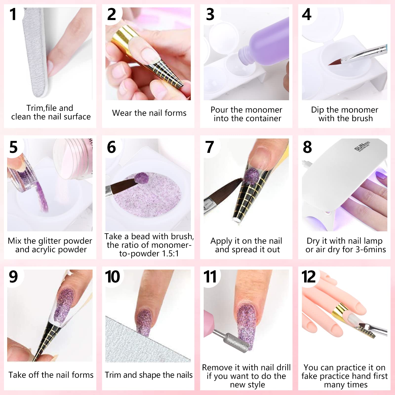 Deciniee Practice Hand for Acrylic Nails Kit - All-in-One Nail Training Set