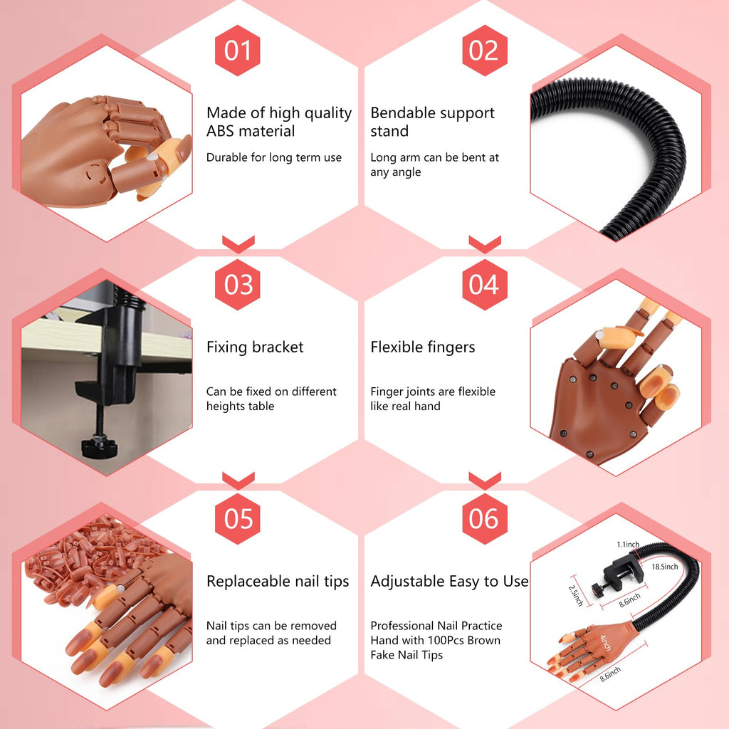 Deciniee Nail Practice Hand – Acrylic Nail Kit & Training Finger