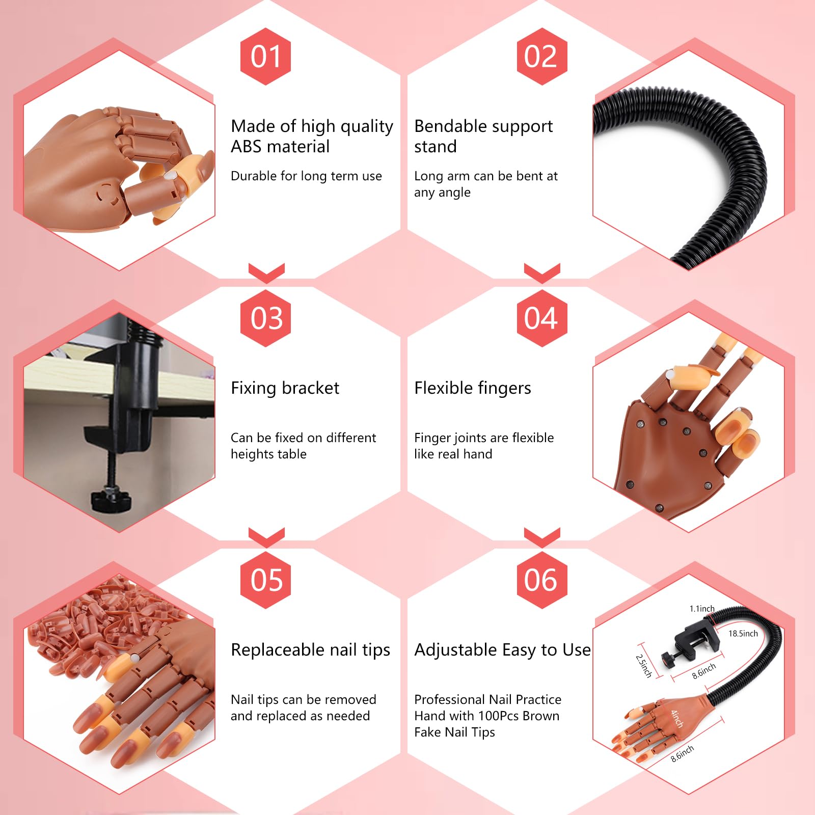 Deciniee Nail Practice Hand – Acrylic Nail Kit & Training Finger