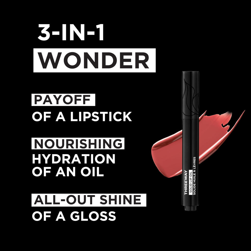 Deck of Scarlet Threeway Solid Lip Oil – Vegan Hyaluronic Acid, Coral Rose