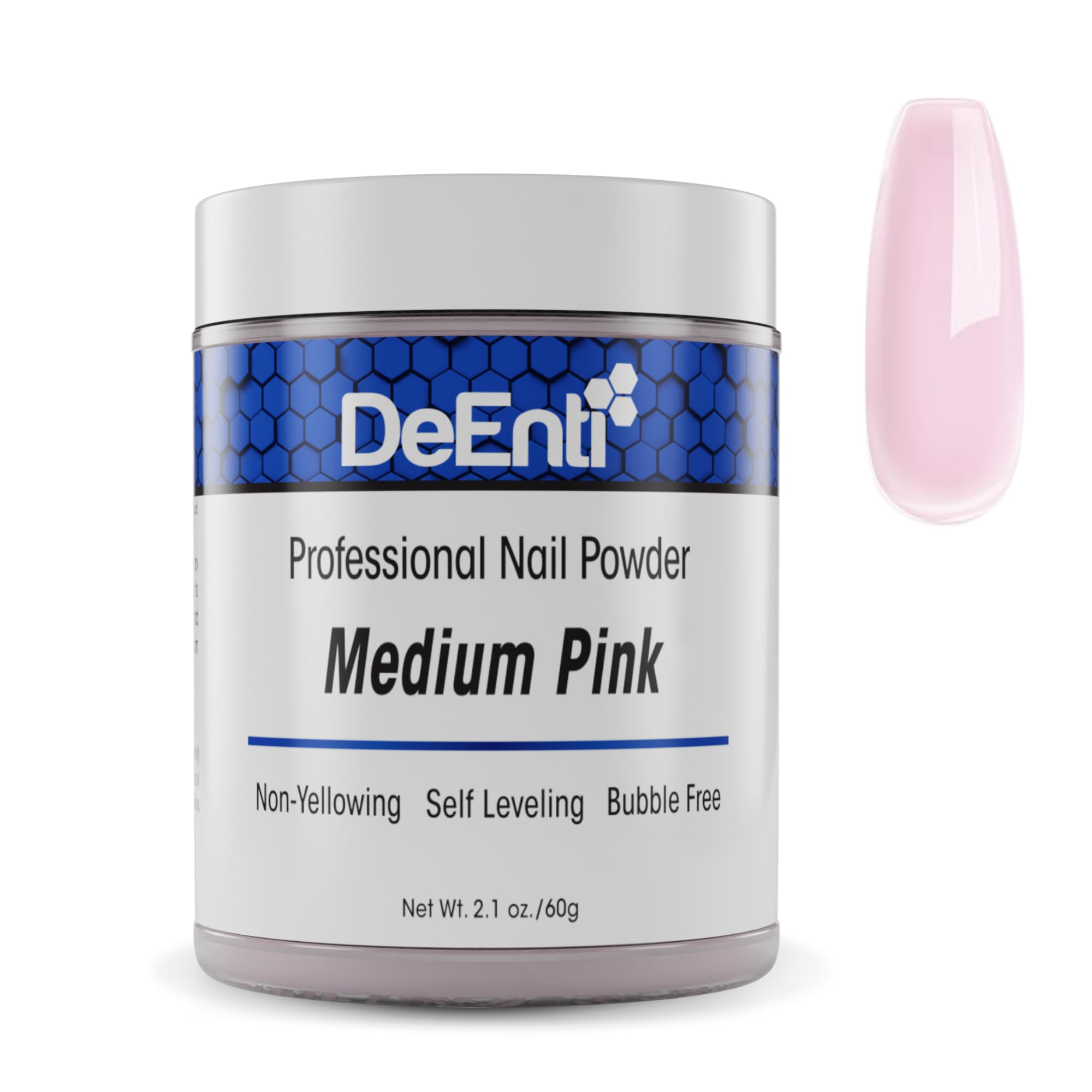 DeEnti Acrylic Nail Powder - 2oz Medium Pink | Professional Bubble-Free Formula for Nails | Long-Lasting, Chip-Resistant Powder for Extensions & Fake Nails