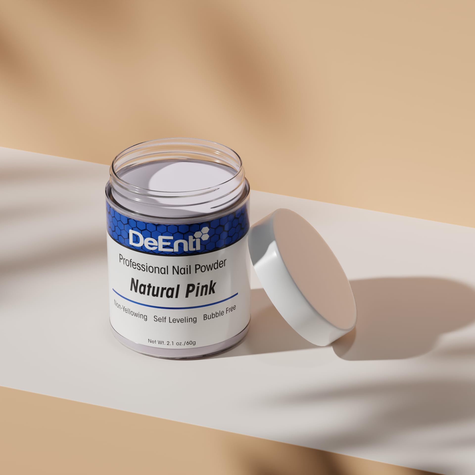 DeEnti Acrylic Nail Powder 2oz Natural Pink – Bubble-Free, Long-Lasting Nail Powder for Carving & Extensions