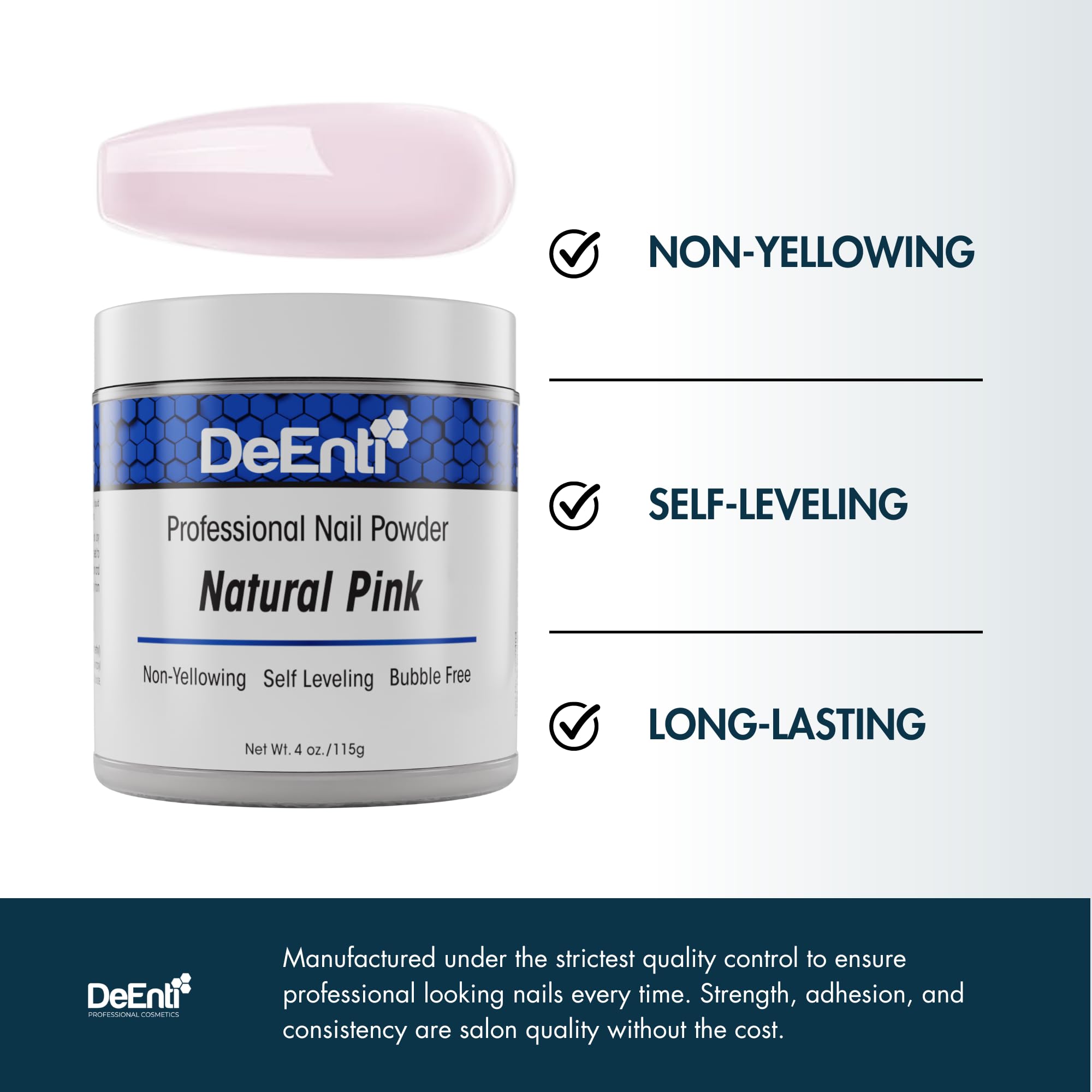 DeEnti Acrylic Nail Powder 4oz Natural Pink – Professional-Grade, Bubble-Free, Chip-Resistant for Extensions