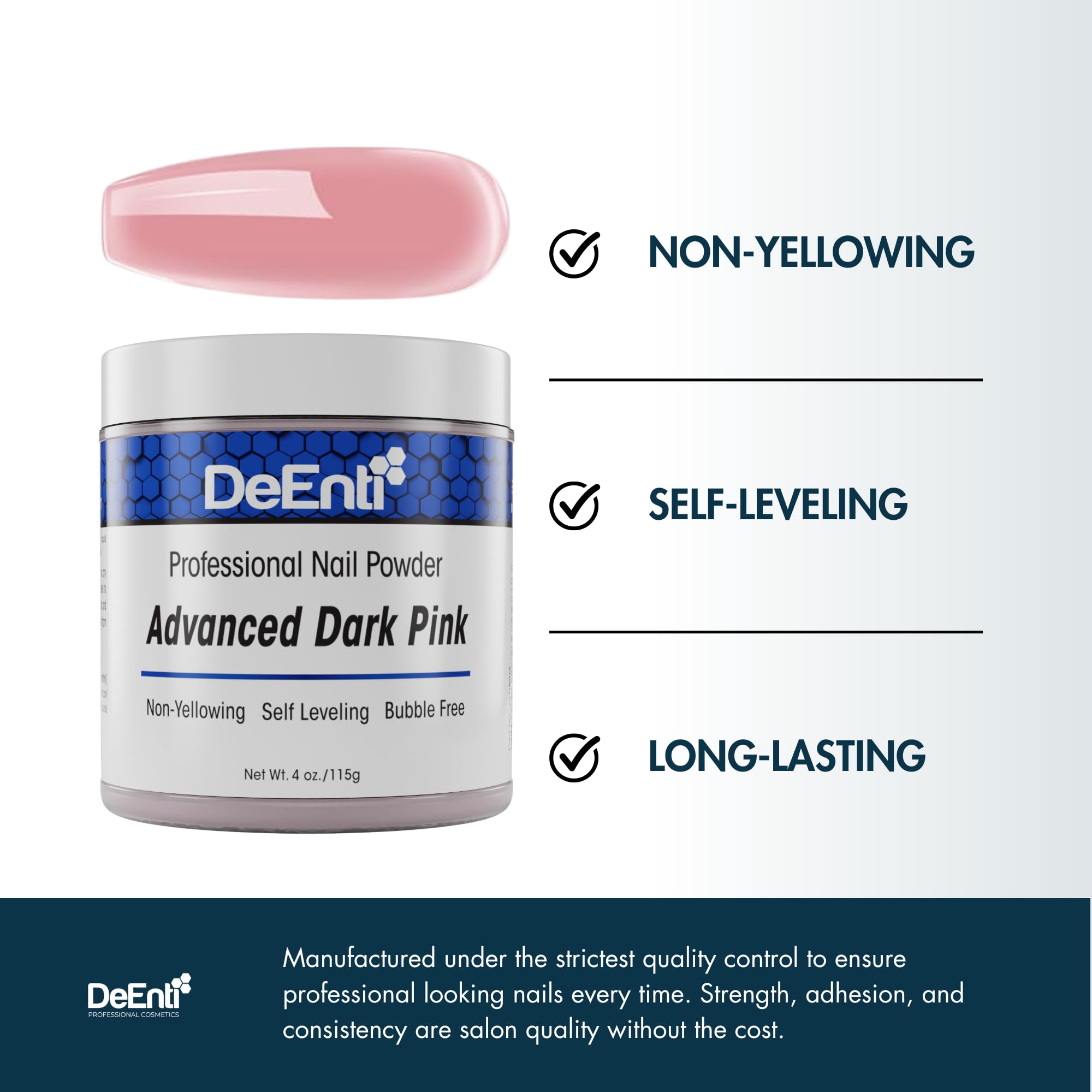 DeEnti Acrylic Nail Powder Dark Pink 4oz – Professional Grade Bubble-Free, Long-Lasting for Extensions & Fake Nails