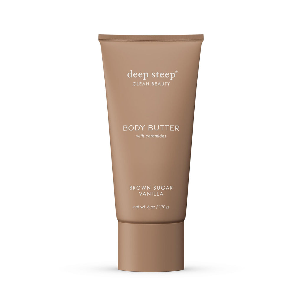 Deep Steep Body Butter 6 oz – Rich Moisturizer with Ceramides, Coconut Oil & Aloe Vera – Vegan, Brown Sugar Vanilla