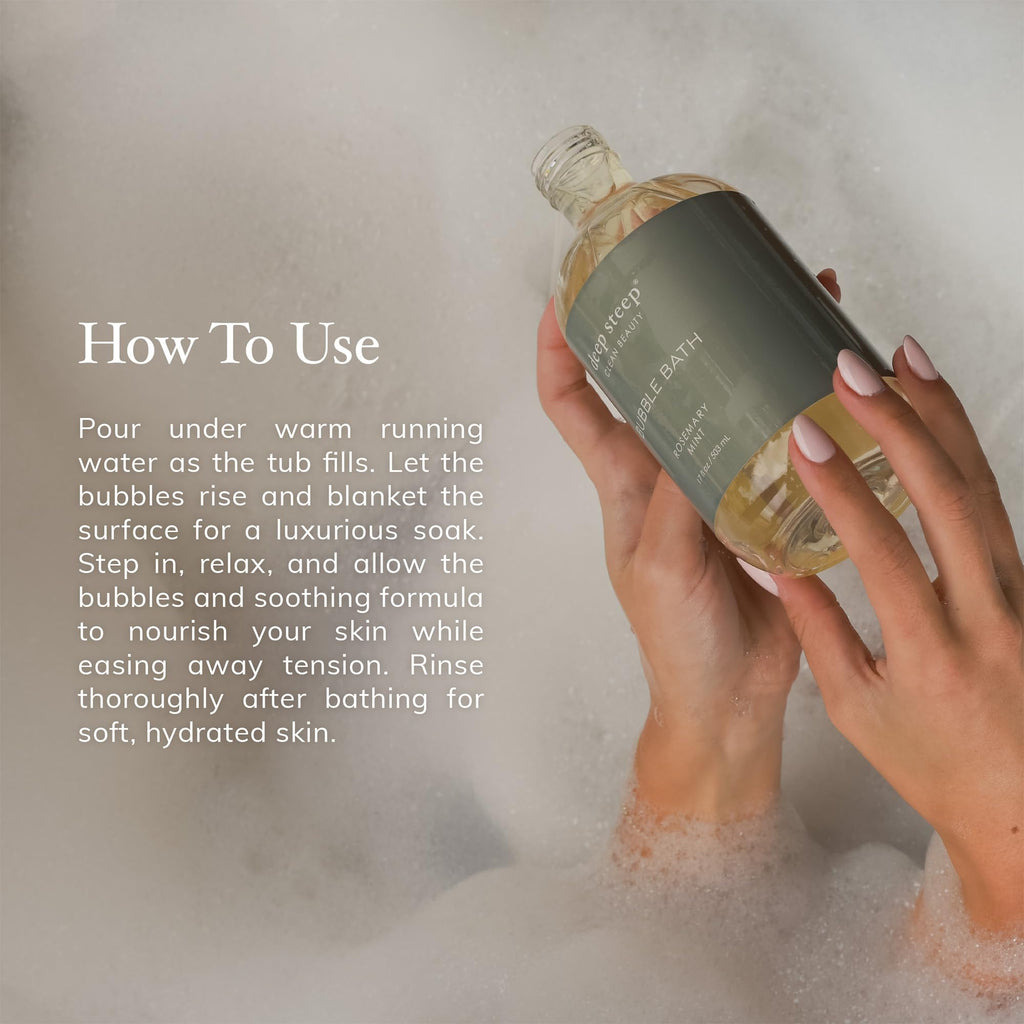 Deep Steep Bubble Bath Cypress Fennel 17 oz – Hypoallergenic, Clinically Tested Soothing Soak