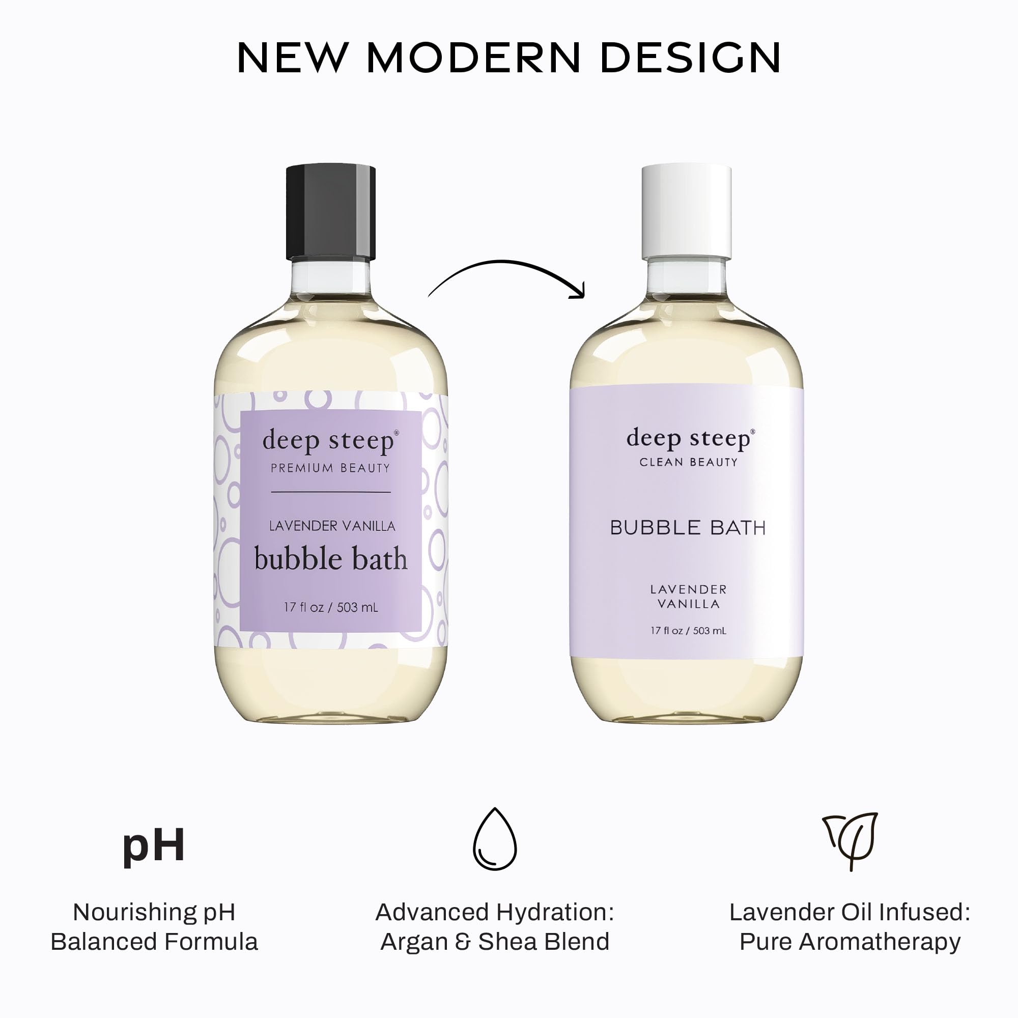 Deep Steep Bubble Bath Lavender Vanilla – Hypoallergenic, Sulfate-Free Soaking Experience with Shea Butter & Argan Oil