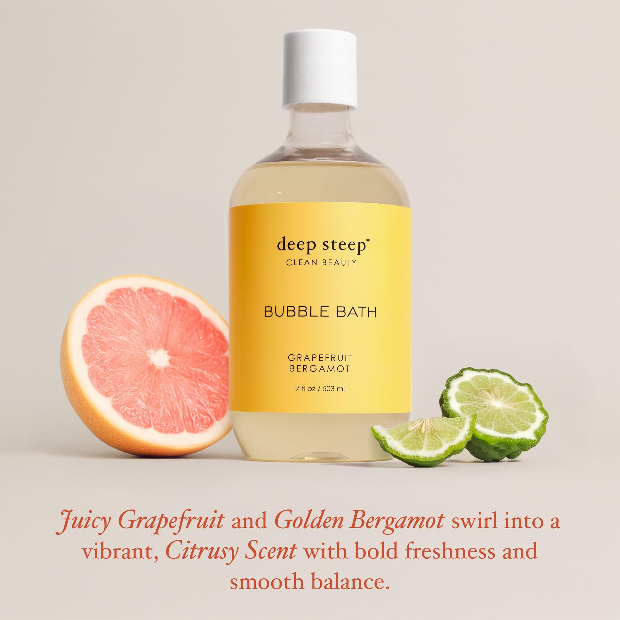 Deep Steep Bubble Bath Grapefruit Bergamot – Pack of 2, Hypoallergenic, Sulfate-Free, with Shea Butter & Argan Oil