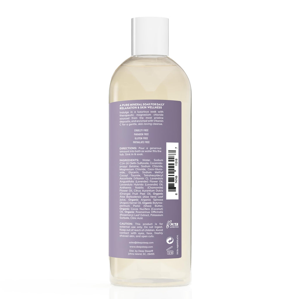 Deep Steep Magnesium Bubble Bath – 15.6 oz, Lavender Chamomile | Soothing Foaming Soak