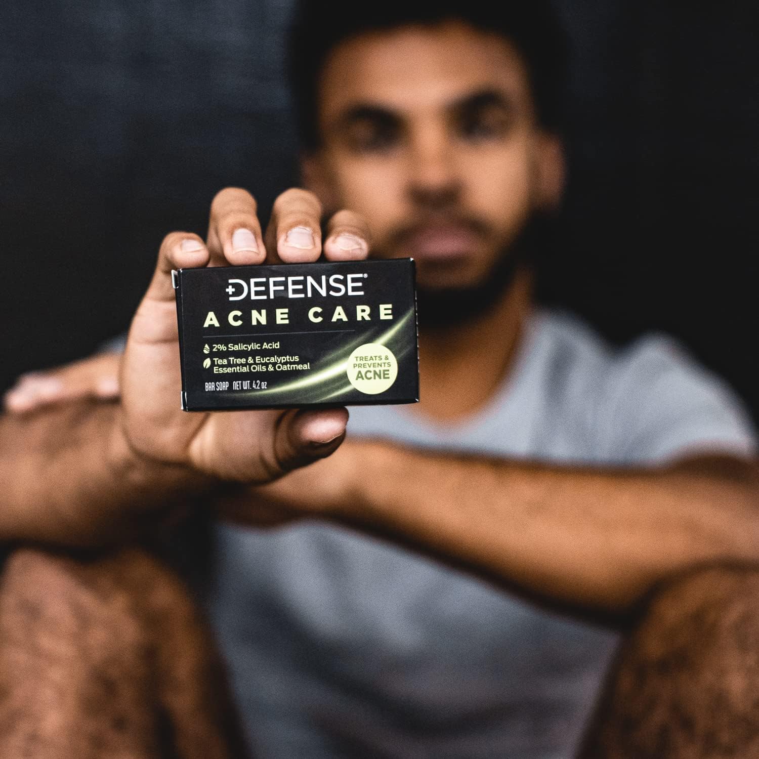 Defense Acne Care Bar Soap 4.2oz – 2% Salicylic Acid, Tea Tree & Eucalyptus, Oatmeal