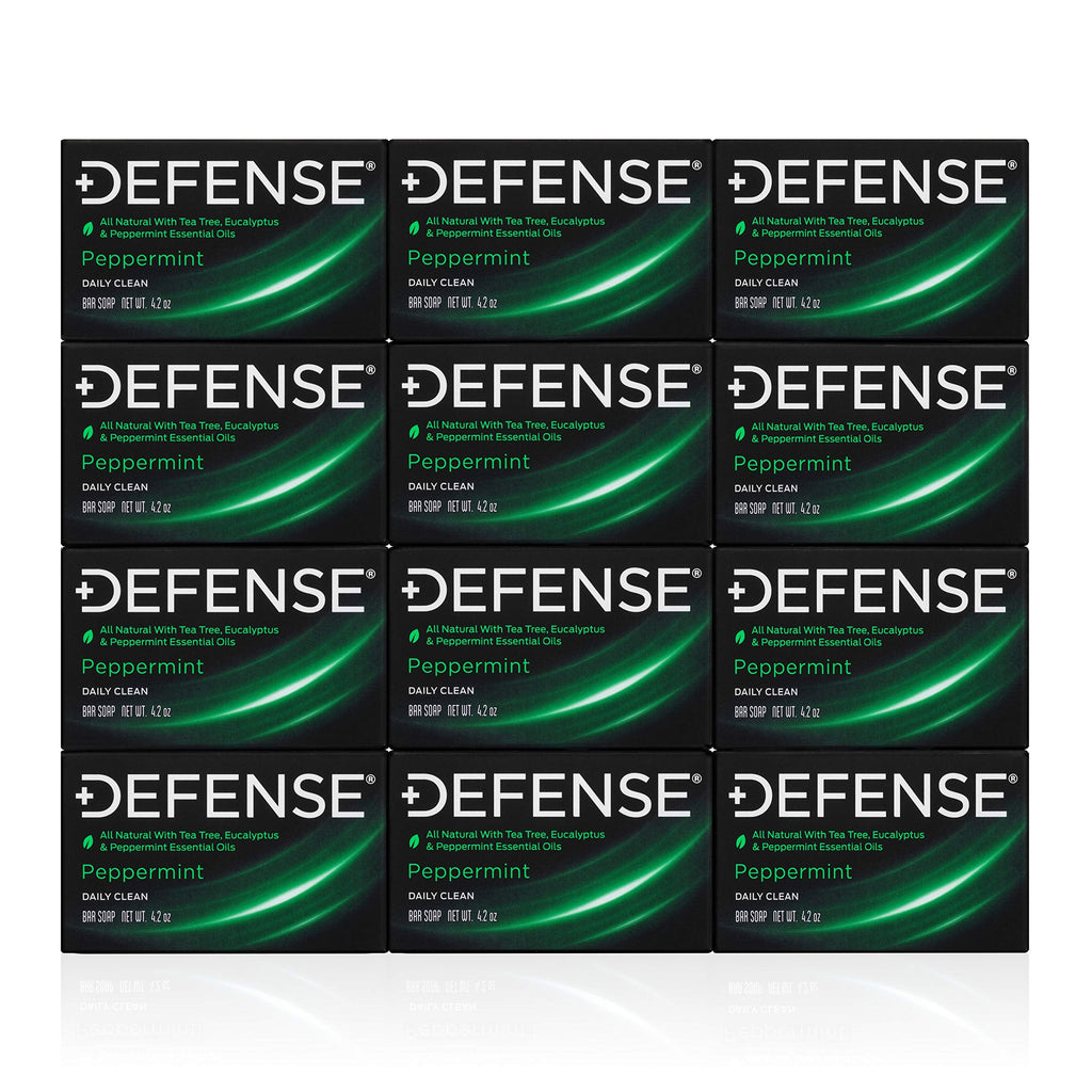 Defense Soap 12pk Peppermint Bar Soap for Men — All-Natural Tea Tree & Eucalyptus Oils