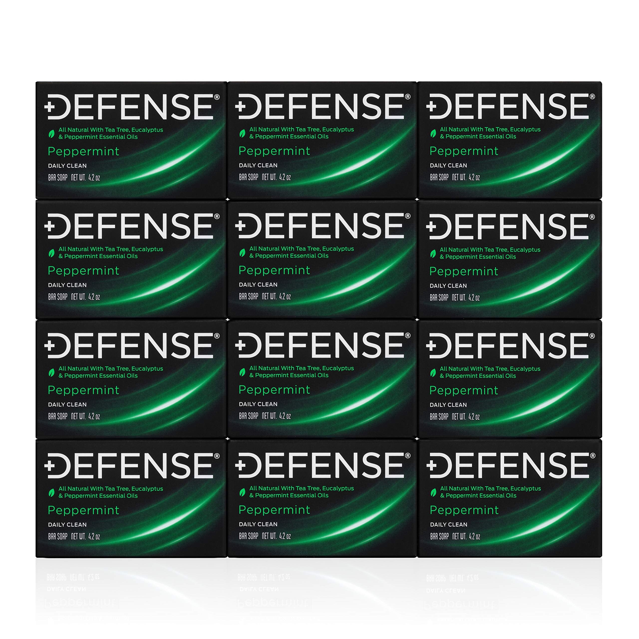 Defense Soap 12pk Peppermint Bar Soap for Men — All-Natural Tea Tree & Eucalyptus Oils