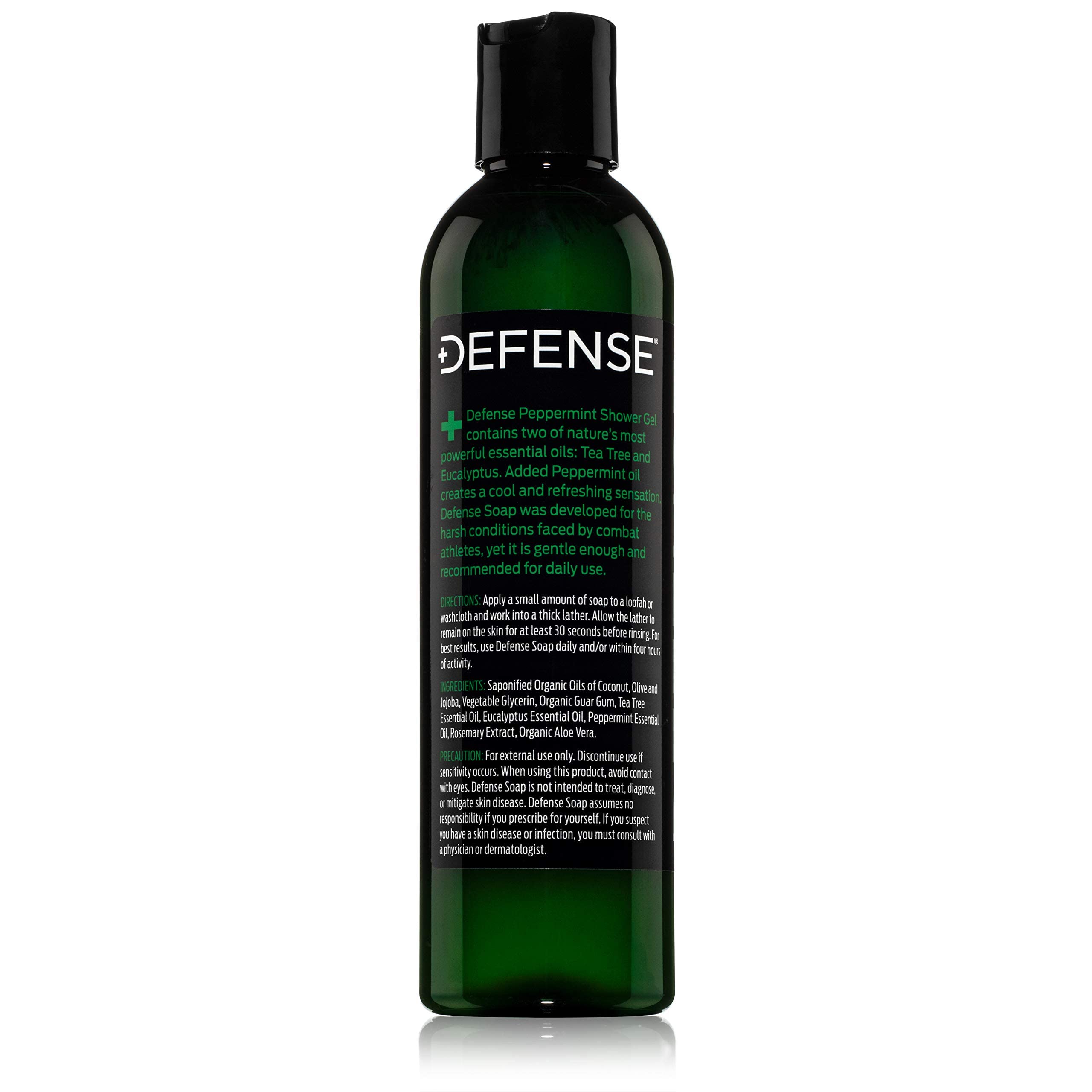 Defense Soap Peppermint Tea Tree Body Wash – All-Natural Odor Control for Athletes (Pack of 2, 8 oz)