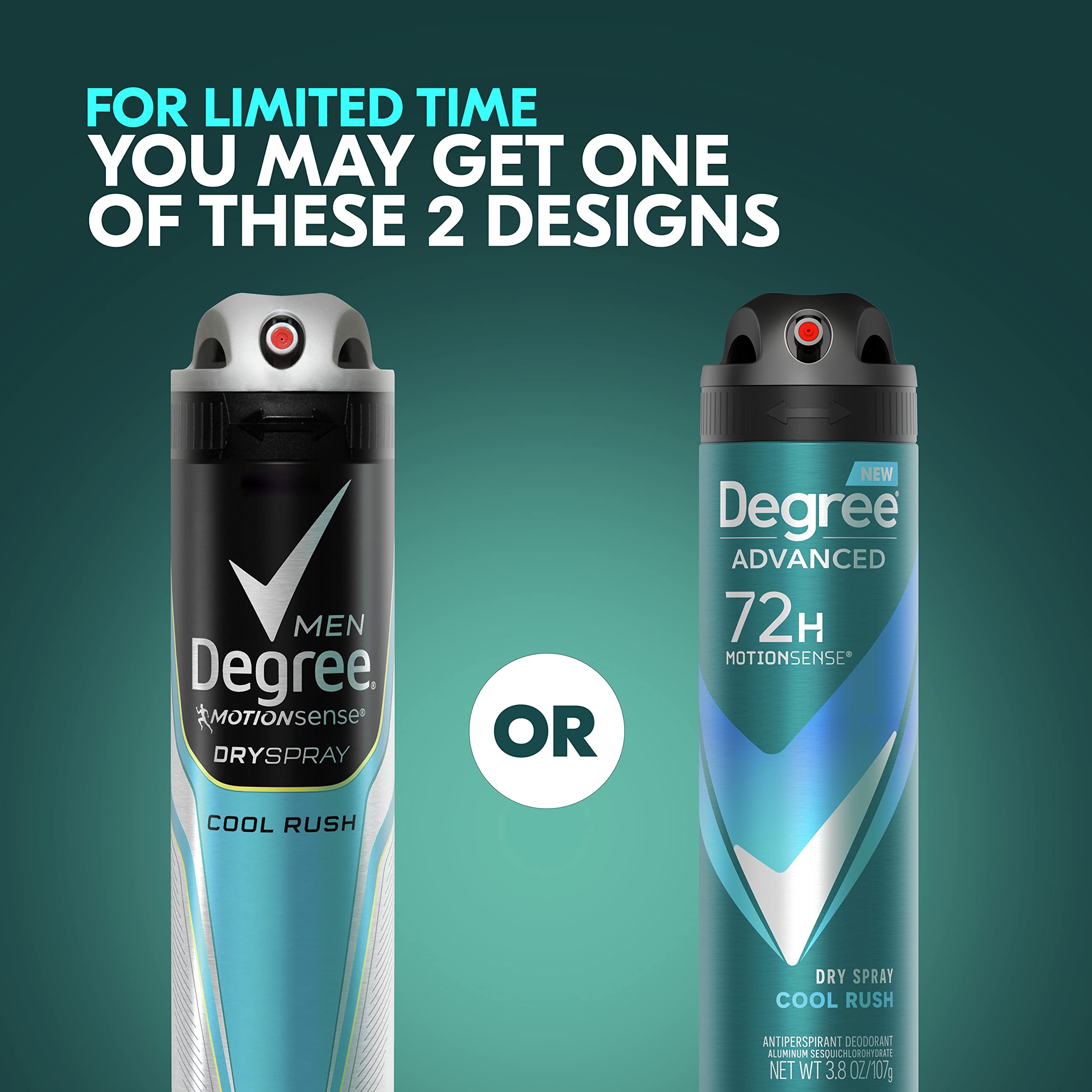 Degree Men Cool Rush Antiperspirant Deodorant Dry Spray with MotionSense Technology — 3-Count, 3.8 oz