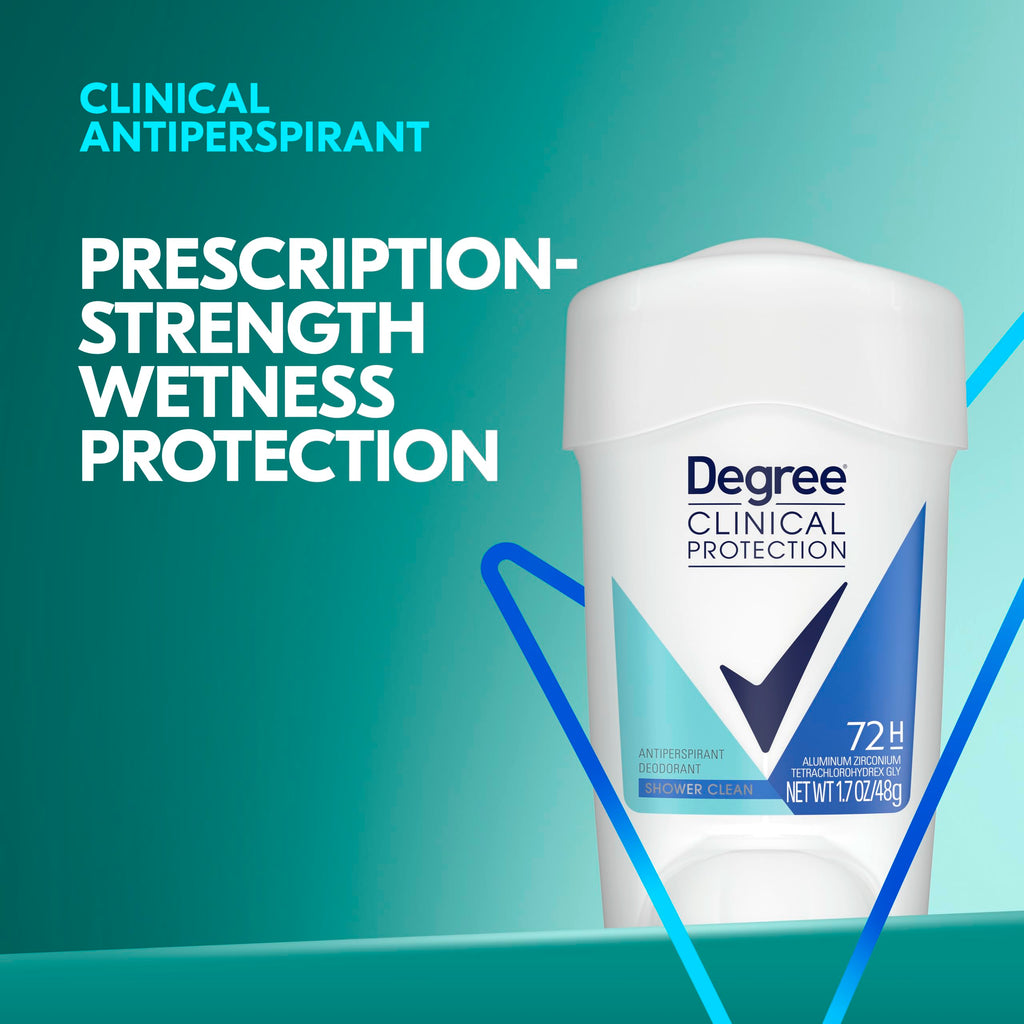 Degree Clinical Protection Shower Clean Antiperspirant Deodorant for Women – 3-Pack, 1.7 oz