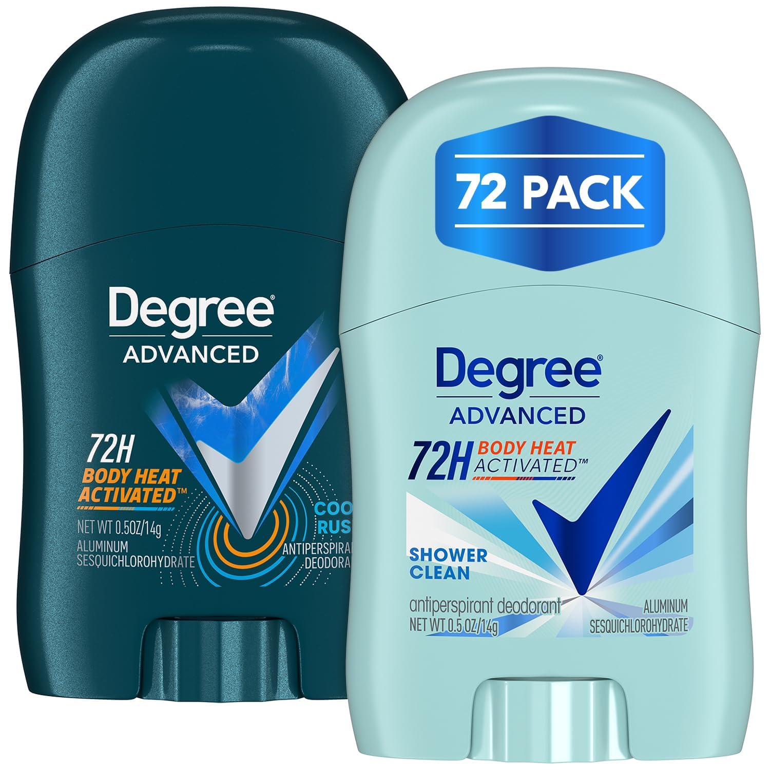 Degree Travel Deodorant Variety Pack – 72 Mini Sticks (36 Cool Rush, 36 Shower Clean)