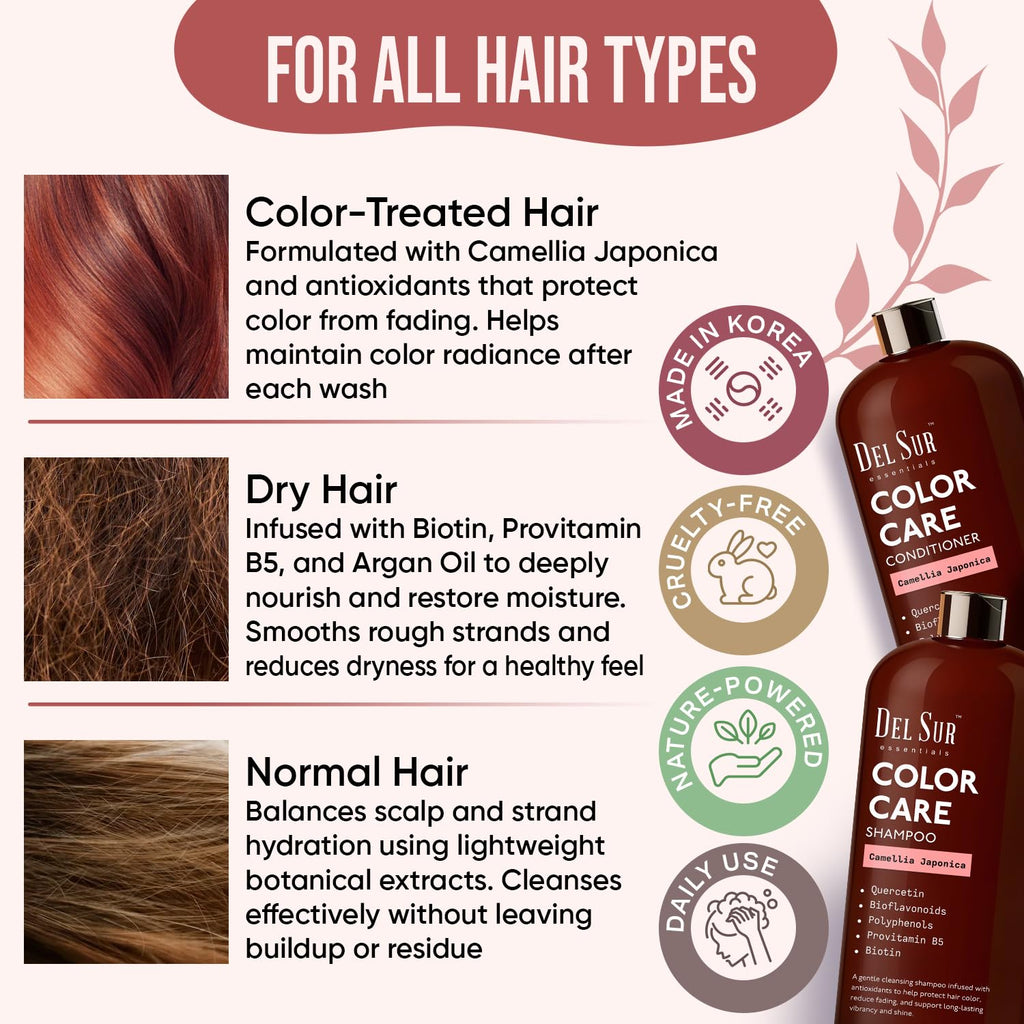 DEL SUR Color Safe Shampoo & Conditioner Set – Color Protect & Hydration (16 oz each)