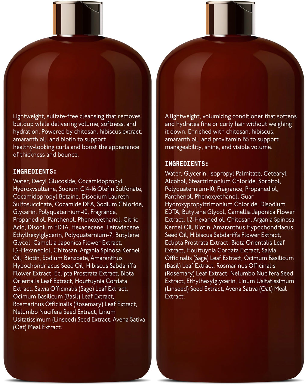 DEL SUR Curly Hair Shampoo & Conditioner Set — 16 oz Each | Camellia Japonica, Hibiscus & Amaranth Oil for Curl Definition, Volume & Hydration