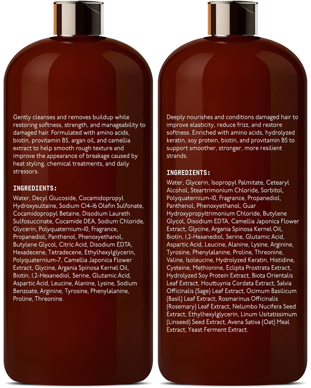 DEL SUR Hair Repair Shampoo & Conditioner Set | 16 fl oz Each | Camellia Japonica, Amino Acids, Biotin & Argan Oil