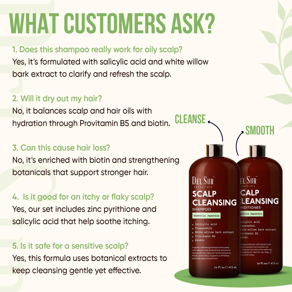 DEL SUR Scalp Cleansing Shampoo & Conditioner Set – Oil Control & Build-Up with Camellia Japonica