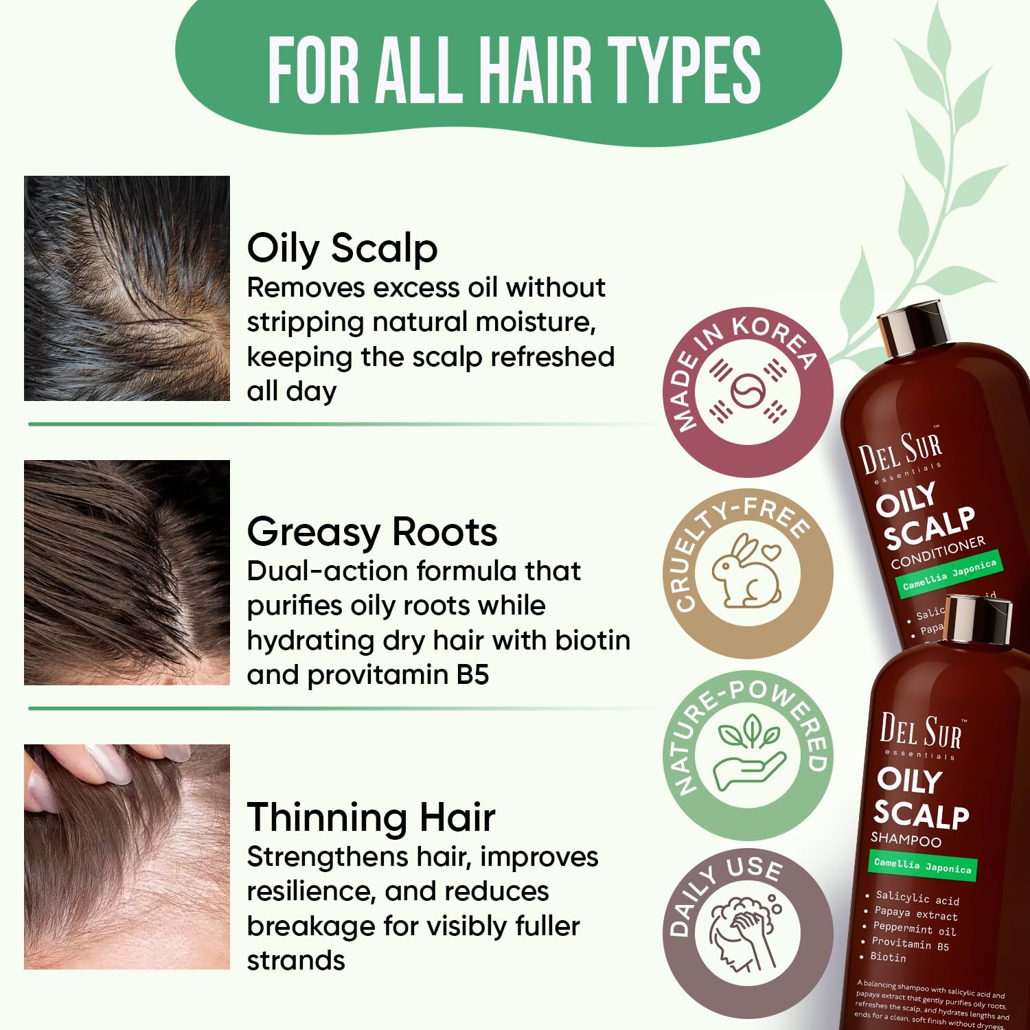 DEL SUR Clarifying Shampoo & Conditioner Set for Oily Scalp – 16 fl oz