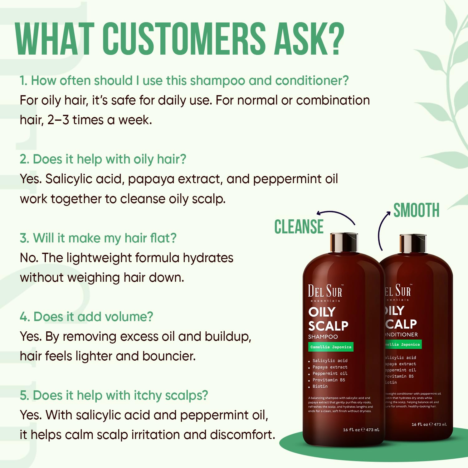 DEL SUR Clarifying Shampoo & Conditioner Set for Oily Scalp – 16 fl oz