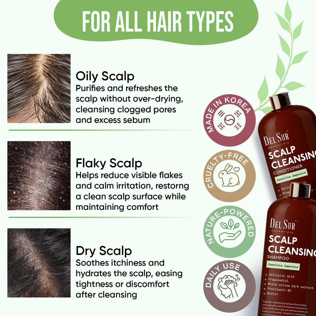 DEL SUR Scalp Cleansing Shampoo & Conditioner Set – Oil Control & Build-Up with Camellia Japonica