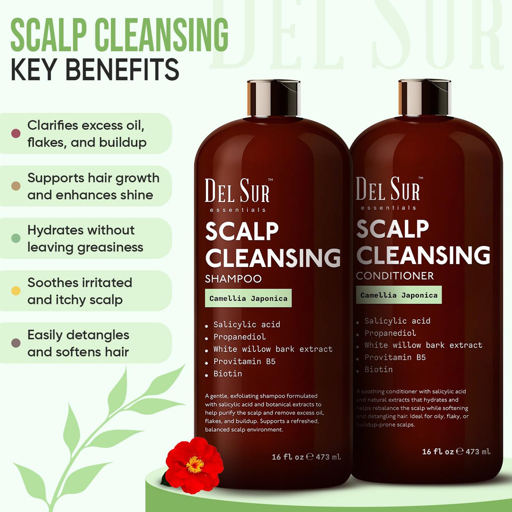 DEL SUR Scalp Cleansing Shampoo & Conditioner Set – Oil Control & Build-Up with Camellia Japonica