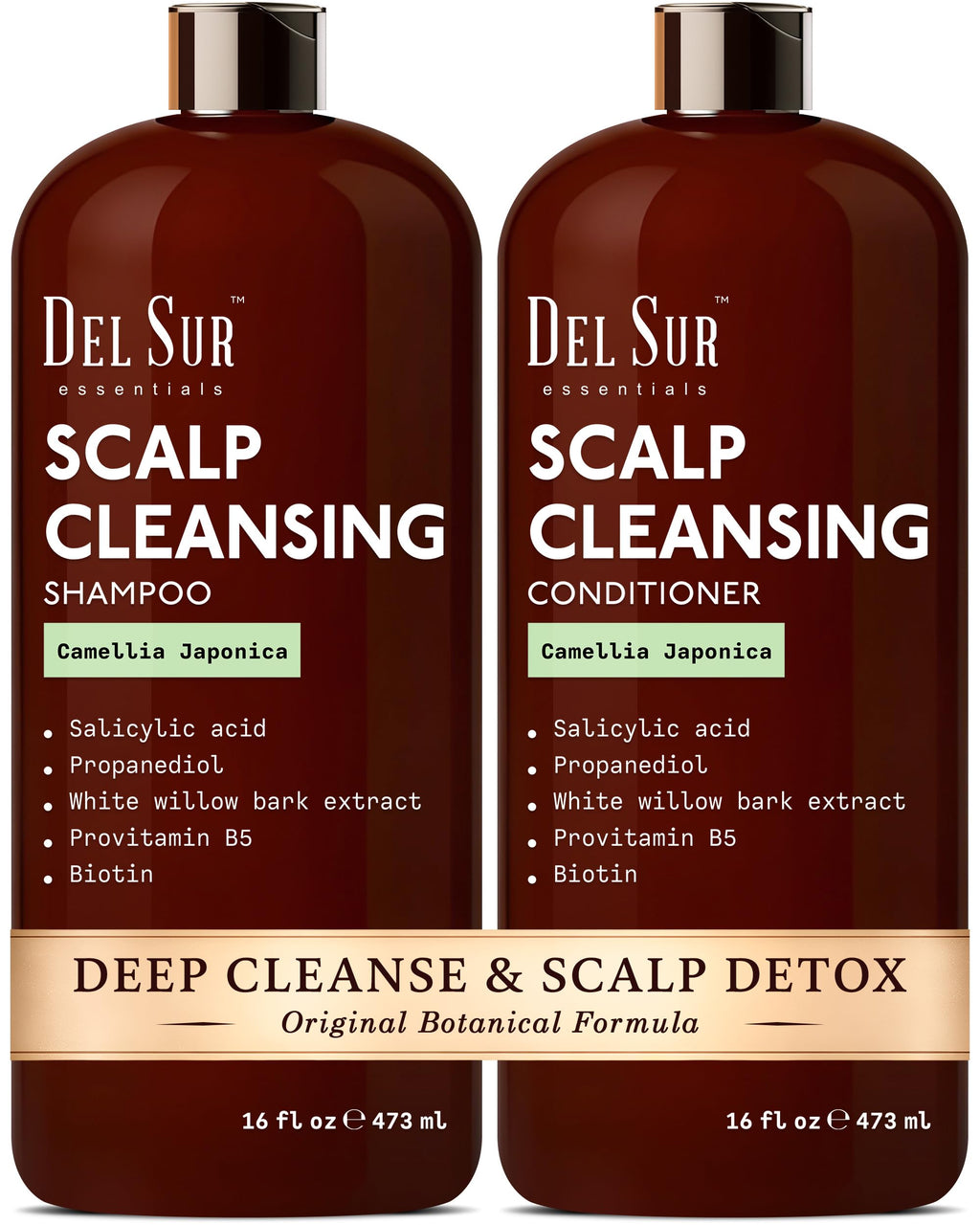 DEL SUR Scalp Cleansing Shampoo & Conditioner Set – Oil Control & Build-Up with Camellia Japonica