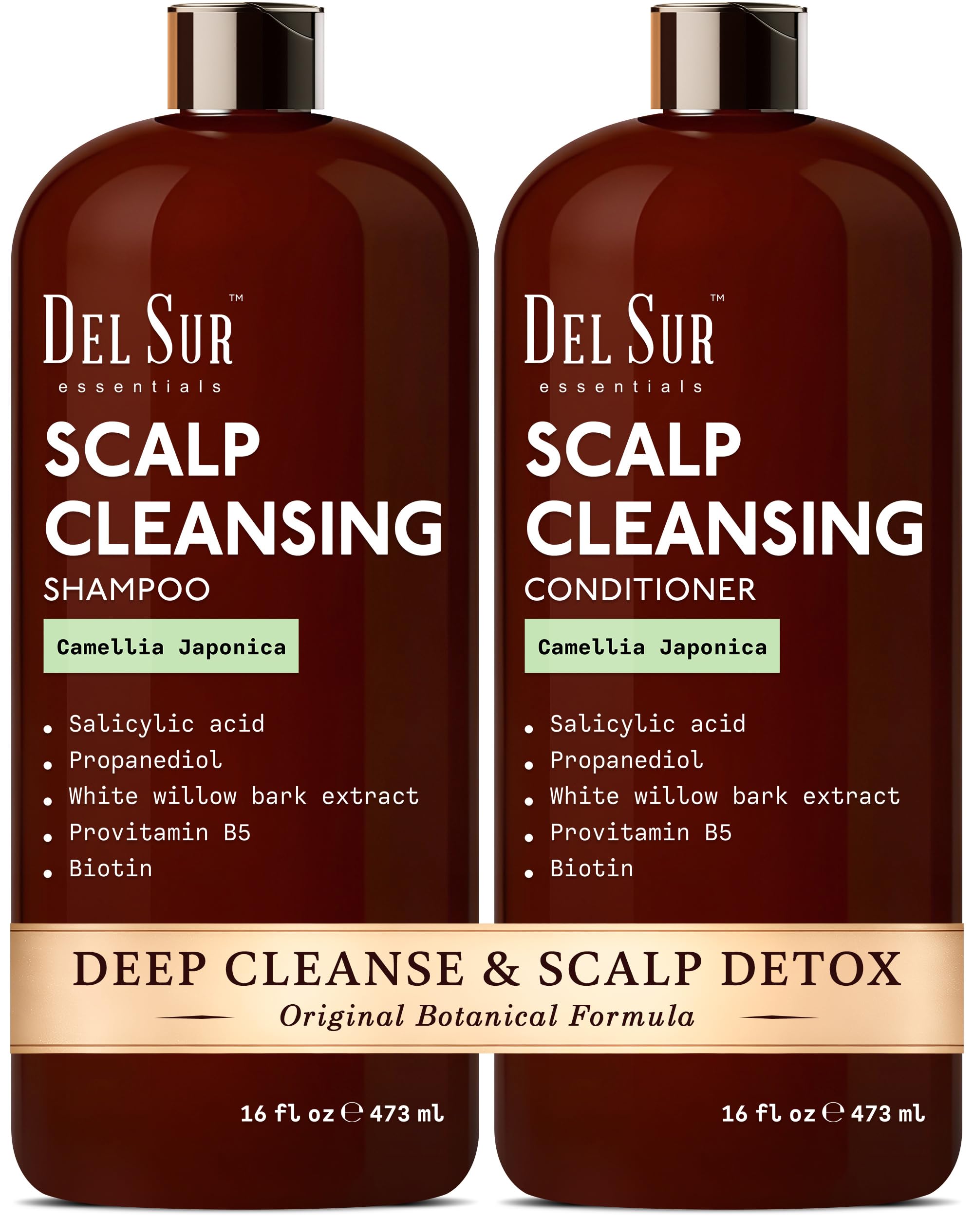 DEL SUR Scalp Cleansing Shampoo & Conditioner Set – Oil Control & Build-Up with Camellia Japonica