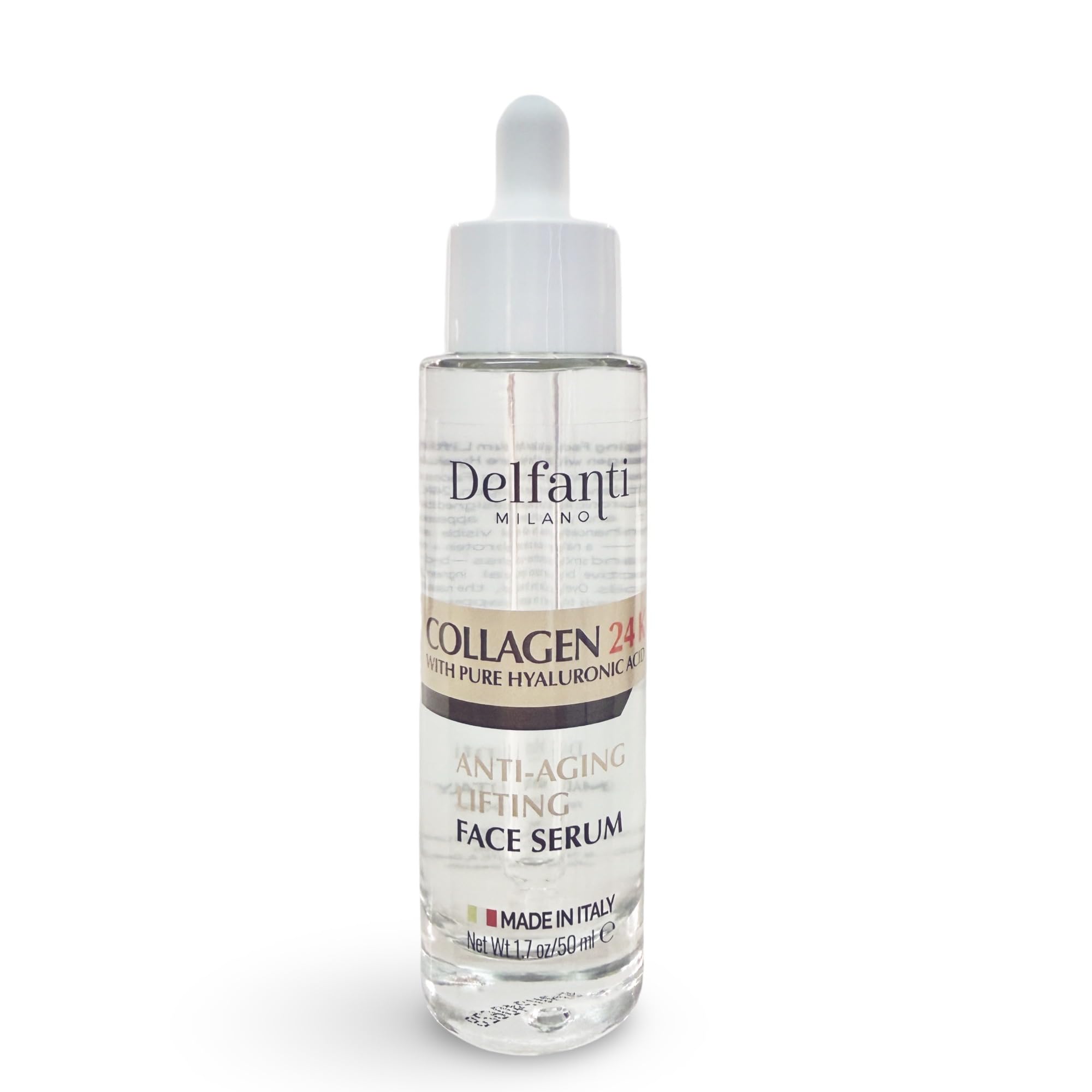 Delfanti Milano Collagen 24K + Hyaluronic Acid Serum – Anti-Aging Lifting Facial Serum, Made in Italy, 1.7 oz