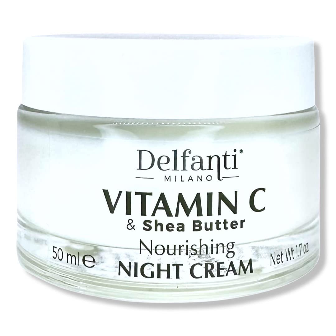 Delfanti-Milano Vitamin C & Shea Butter Night Cream | Nourishing Face & Neck Moisturizer | Made in Italy