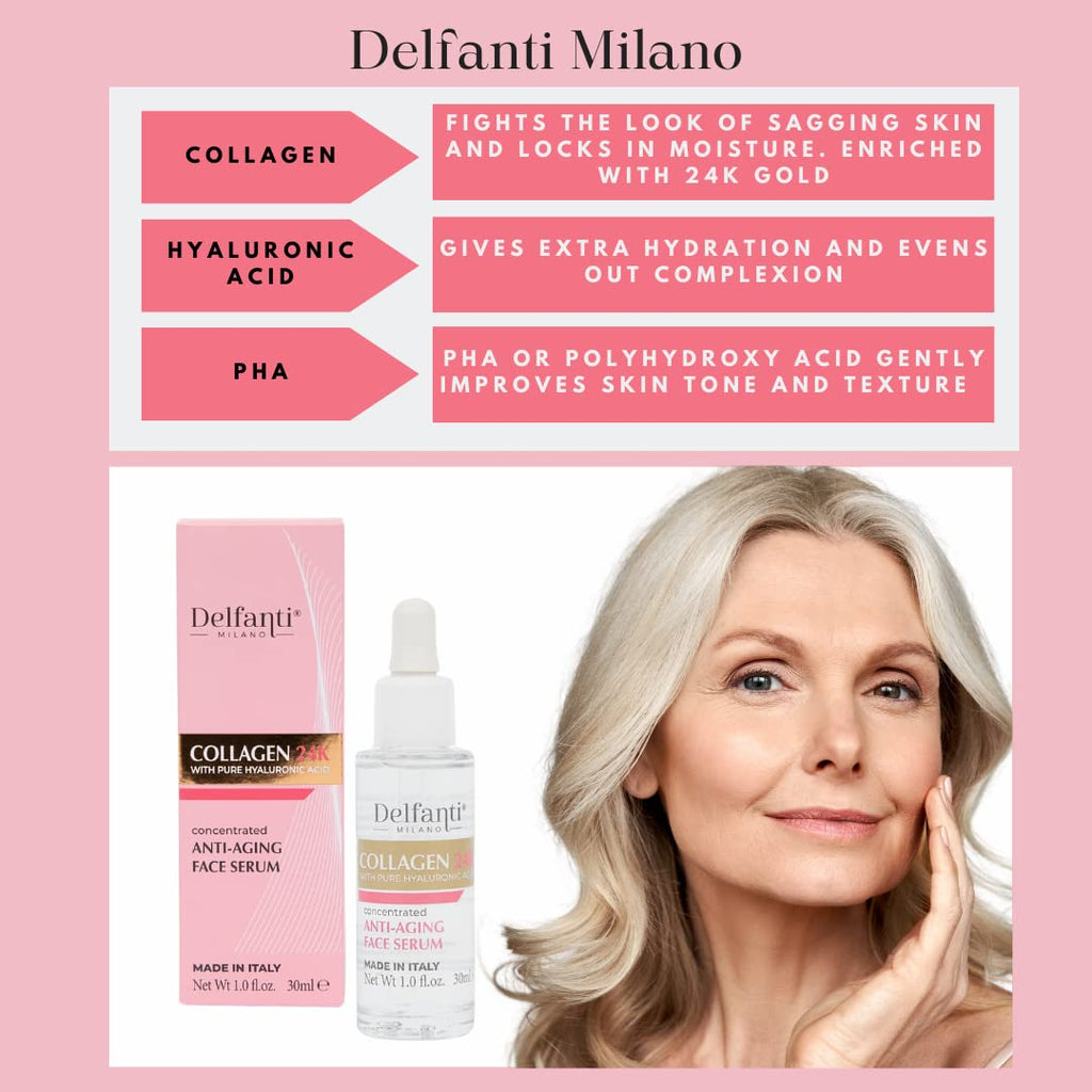 Delfanti Milano COLLAGEN 24K with Pure Hyaluronic Acid | Concentrated Anti-Aging Serum, Made in Italy