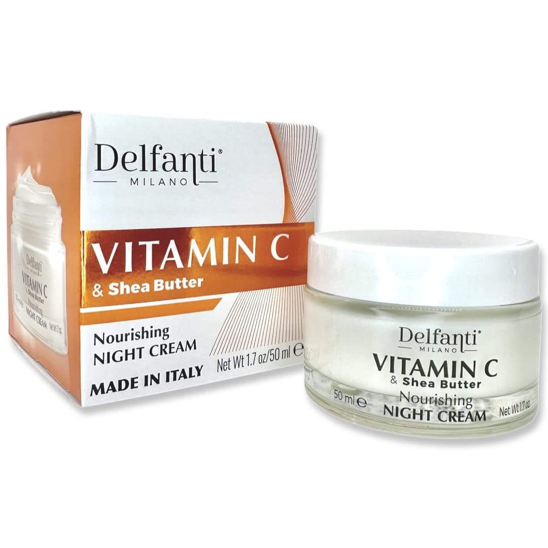 Delfanti-Milano Vitamin C & Shea Butter Night Cream | Nourishing Face & Neck Moisturizer | Made in Italy