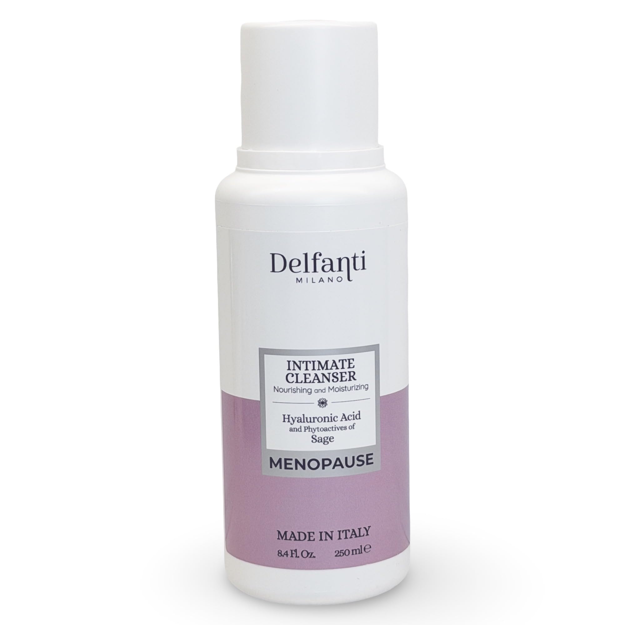 Delfanti Milano Menopause Intimate Cleanser – Nourishing Moisture, Hyaluronic Acid & Sage, Made in Italy, 8.4 oz