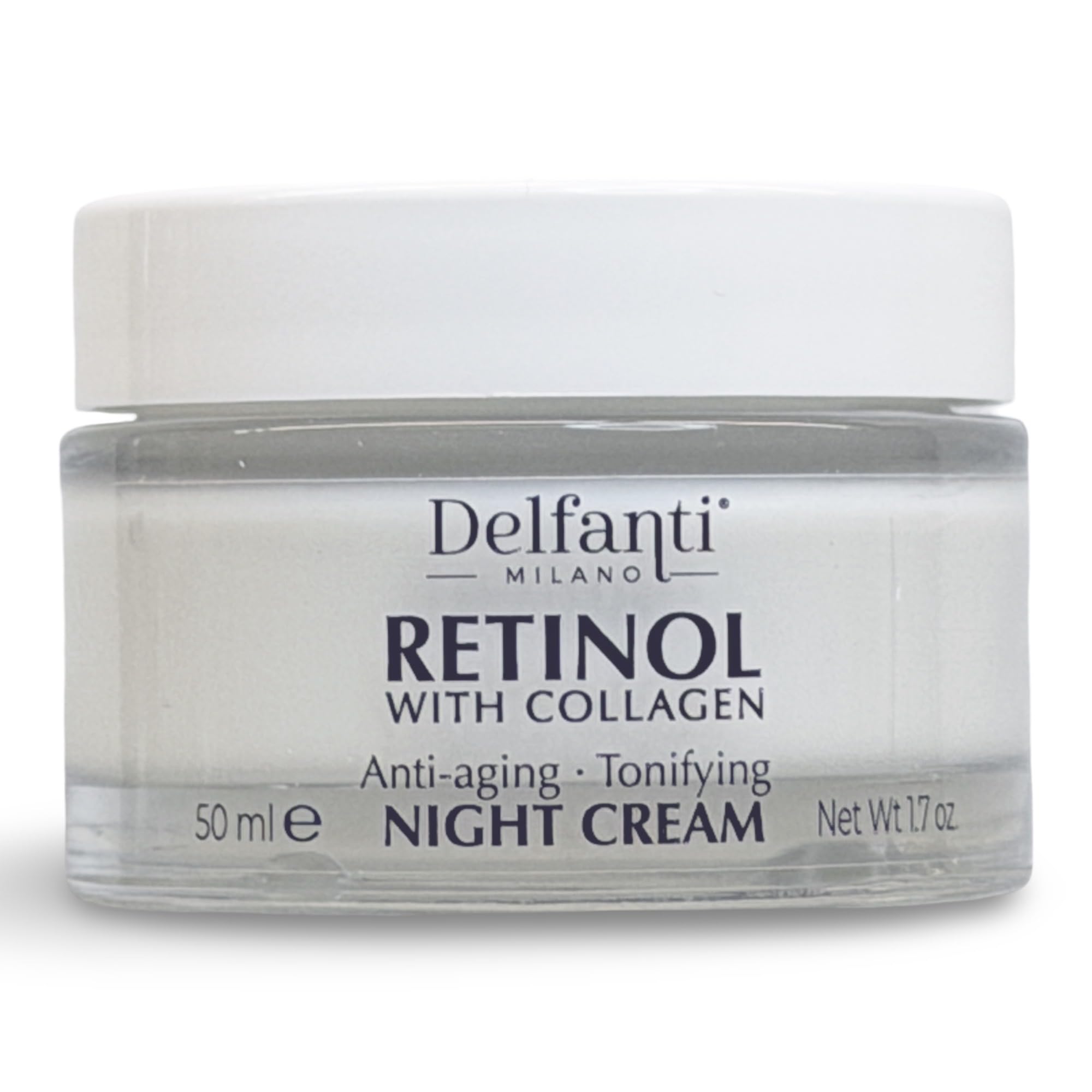 Delfanti-Milano Retinol with Collagen Night Cream – Anti-Aging Face & Neck Moisturizer | Made in Italy | 1.7 oz