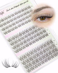 Delyneph Natural Lash Clusters – 10-14mm C Curl Clear Band Wispy Eyelash Extensions