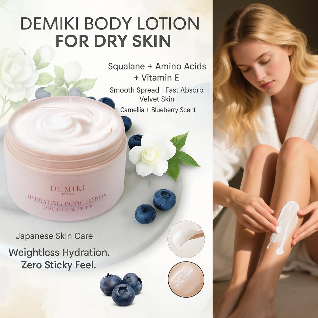 DEMIKI Body Lotion with Squalane & Amino Acids – Hydrating Moisturizer for Dry Skin