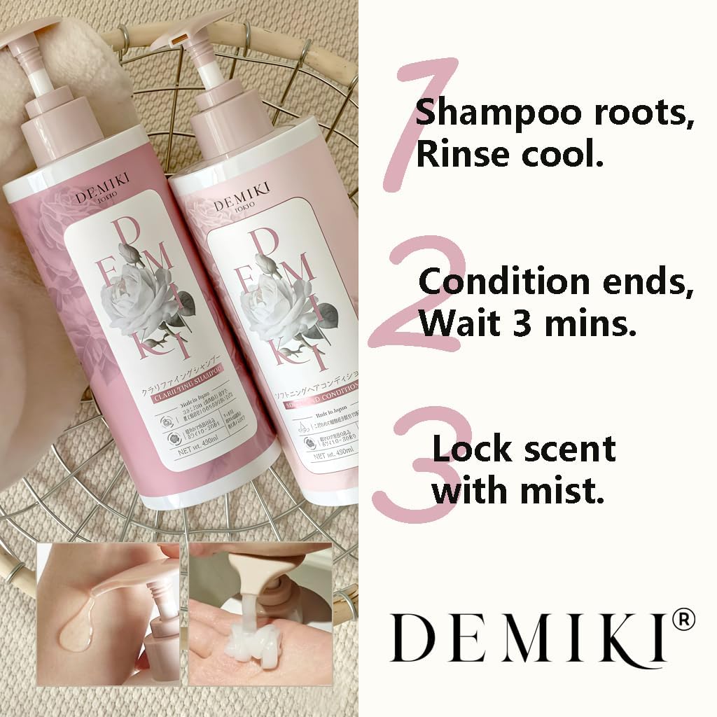 DEMIKI Shampoo for Women | Clarifying, Sulfate-Free Rose-Scented Keratin Care for Oily Hair (450ml)