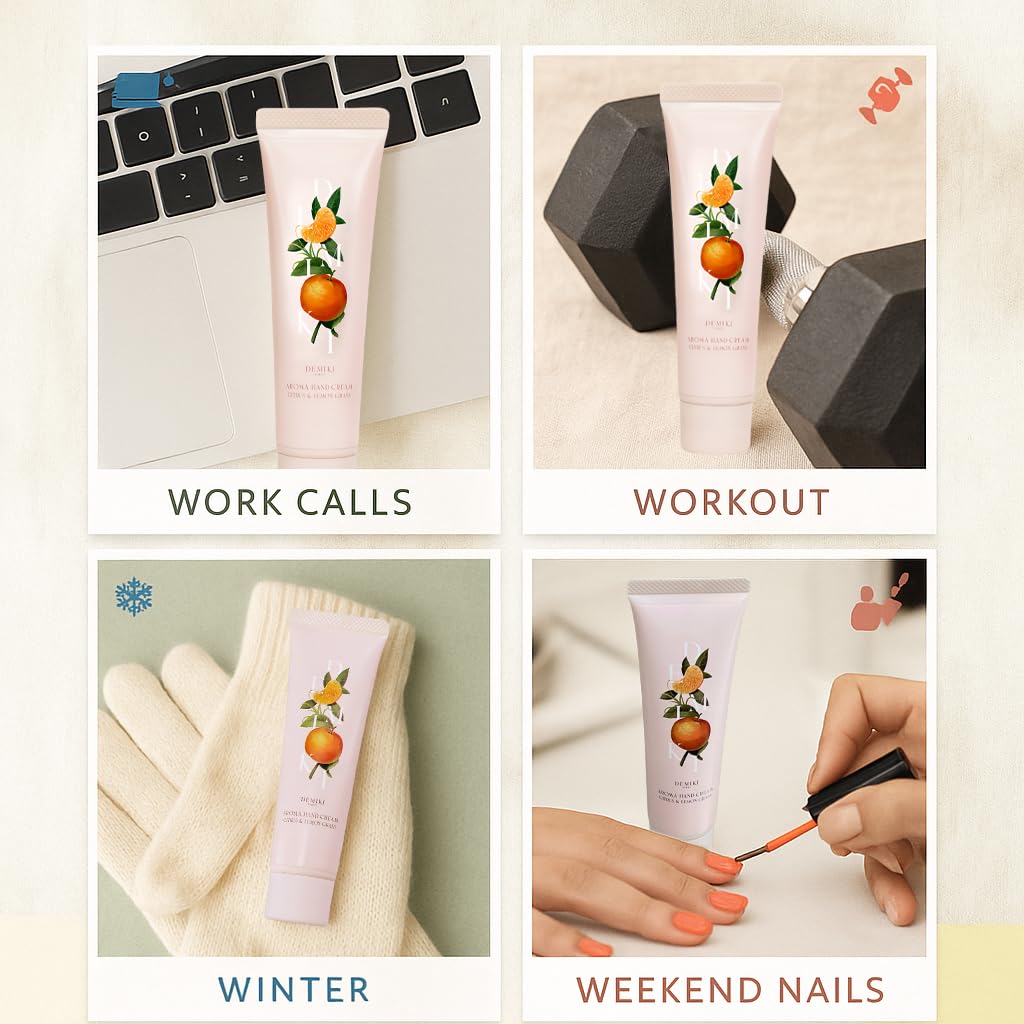 DEMIKI Shea Butter Hand Cream – Hydrating Japanese Skincare for Dry Hands | Citrus & Lemongrass, Travel 50g