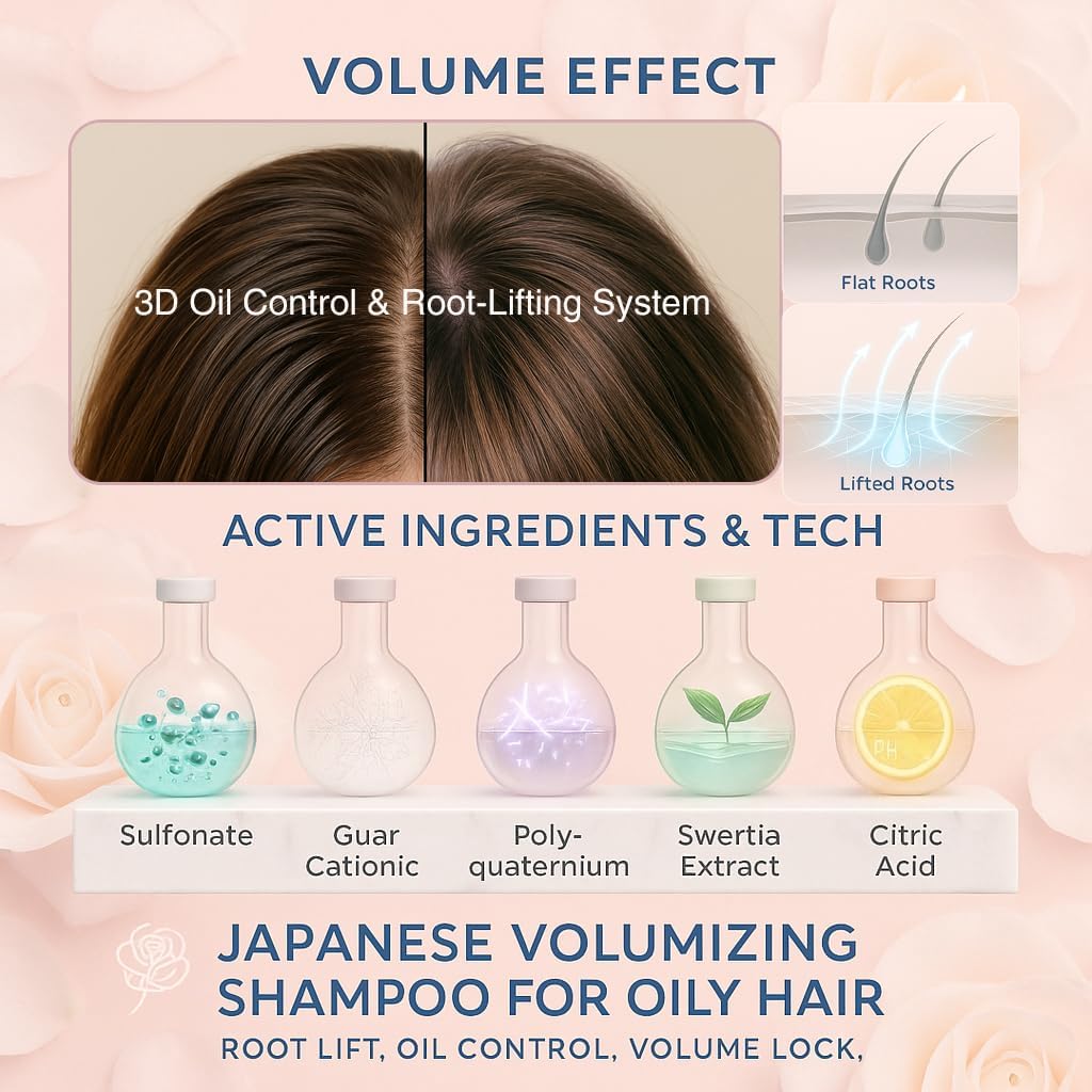 DEMIKI Shampoo for Women | Clarifying, Sulfate-Free Rose-Scented Keratin Care for Oily Hair (450ml)