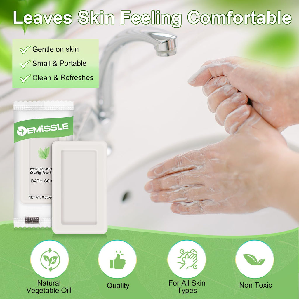 Demissle Travel Size Soap Bars – 200-Pack 0.35 oz Mini Hotel Soap for Hotels, Rentals & Travel