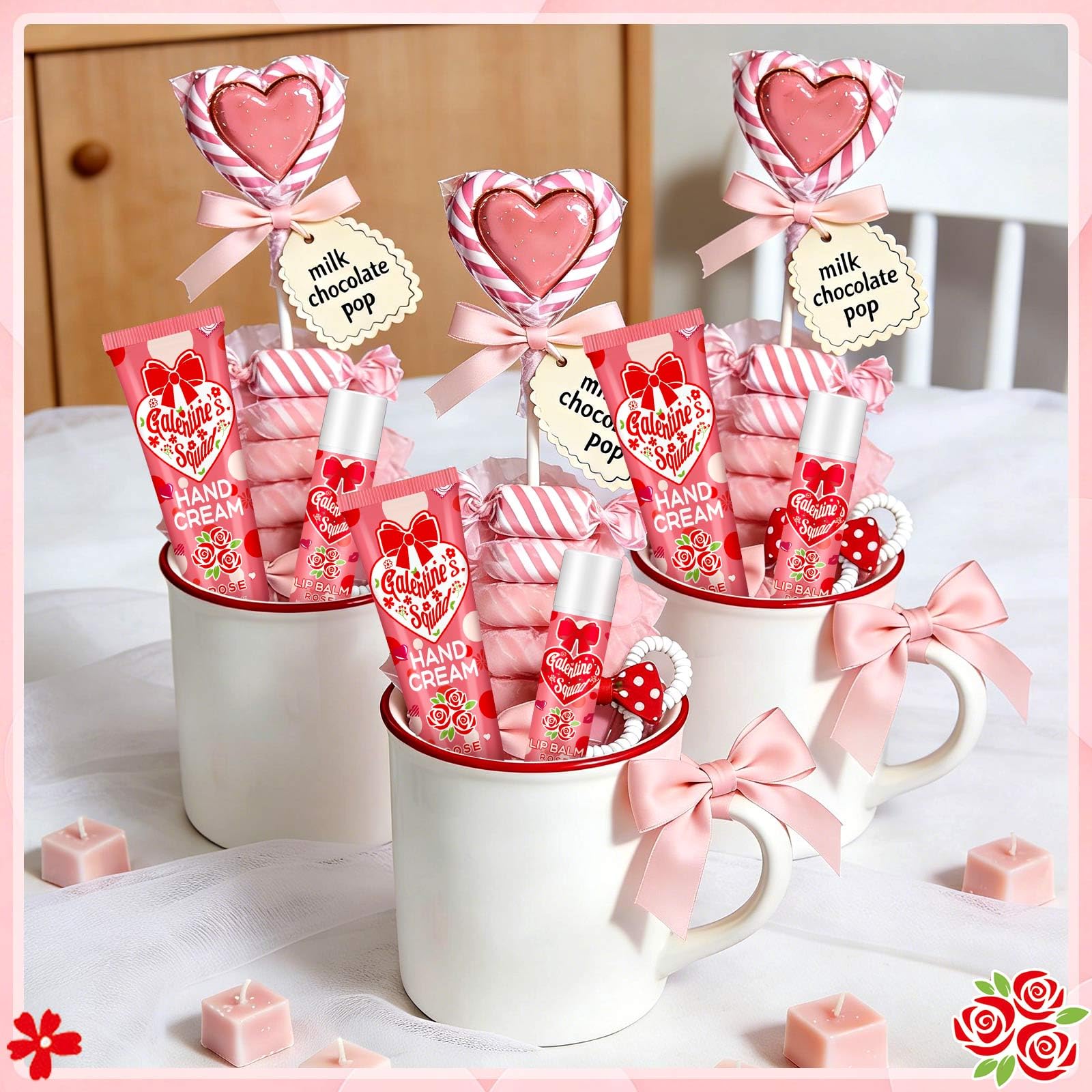 Demissle Galentine Gift Set: 36 Hand Cream & 36 Lip Balm Bulk Gifts for Friends