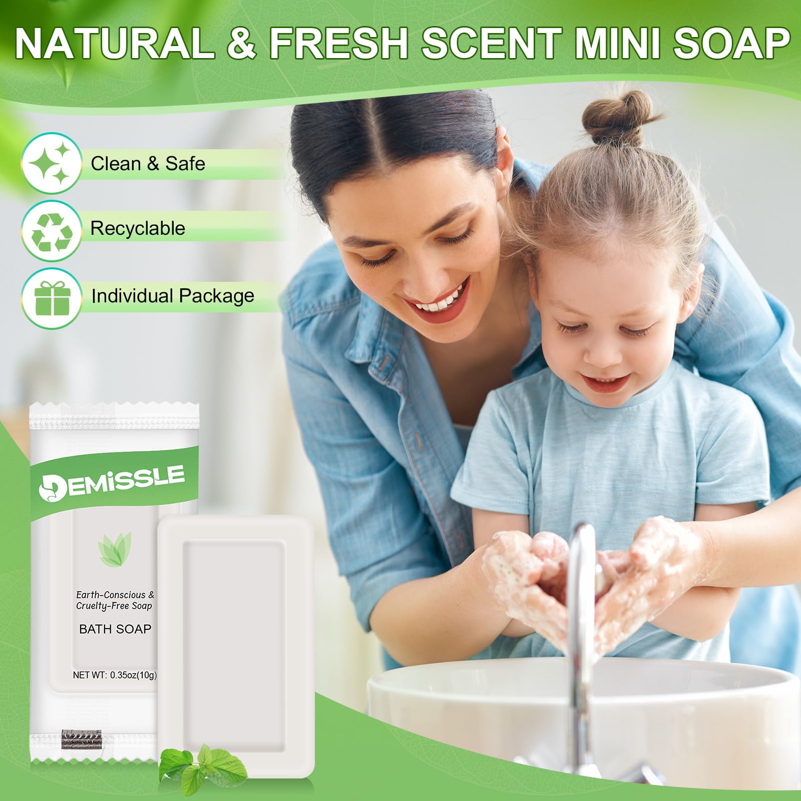 Demissle 600 Travel Soap Bars – 0.35 oz Individually Wrapped Hotel-Quality Bars for Hotels, Rentals, Travel