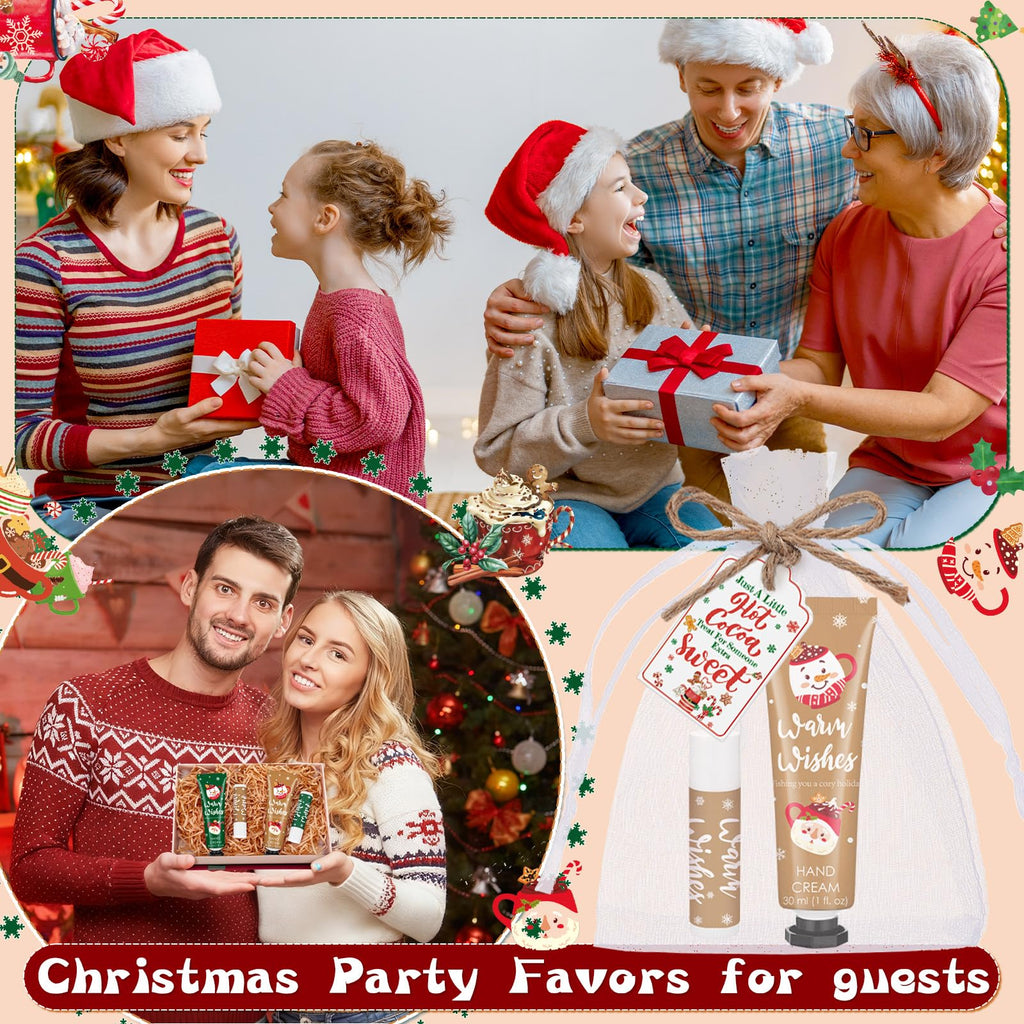 Demissle 48-Piece Christmas Hand Cream & Lip Balm Party Favors | Hot Cocoa Gifts Set