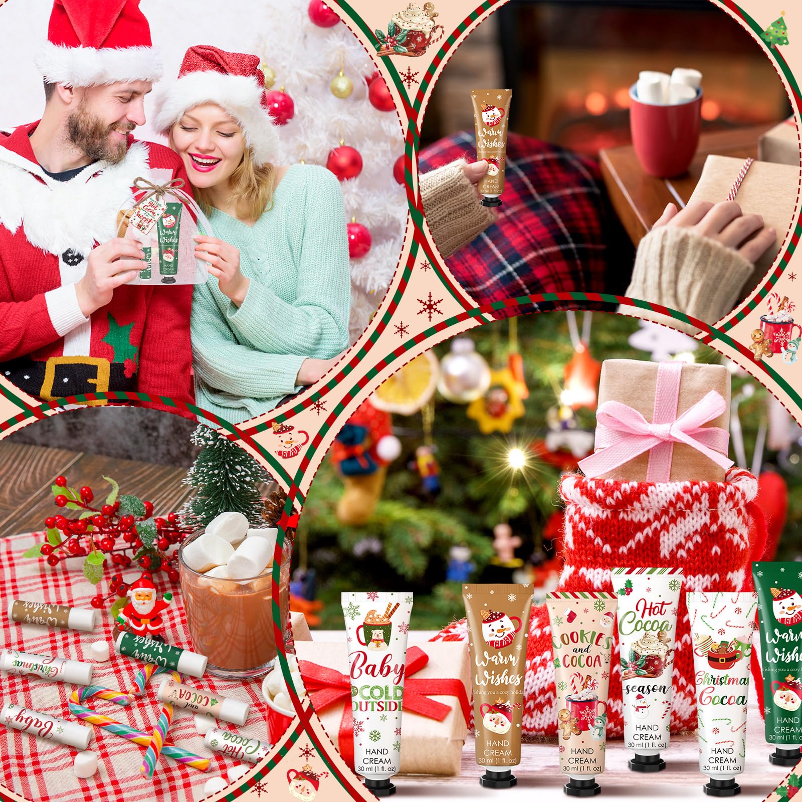 Demissle Christmas Hot Cocoa Hand Cream & Lip Balm Gift Set – 72 Pcs Party Favors