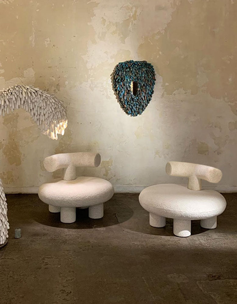 T Shapte Sheep Armchair, Cashmere wool